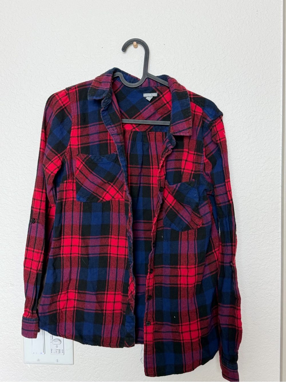 Charlotte Russe Red and Navy Plaid Flannel